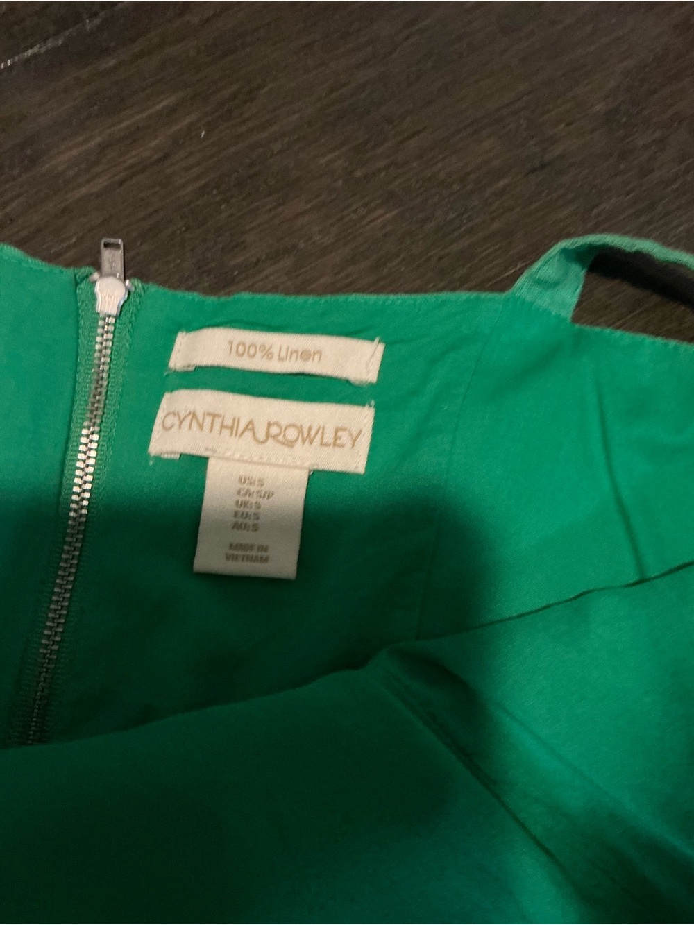 Cynthia Rowley Emerald Green Linen Dress with Back Zip